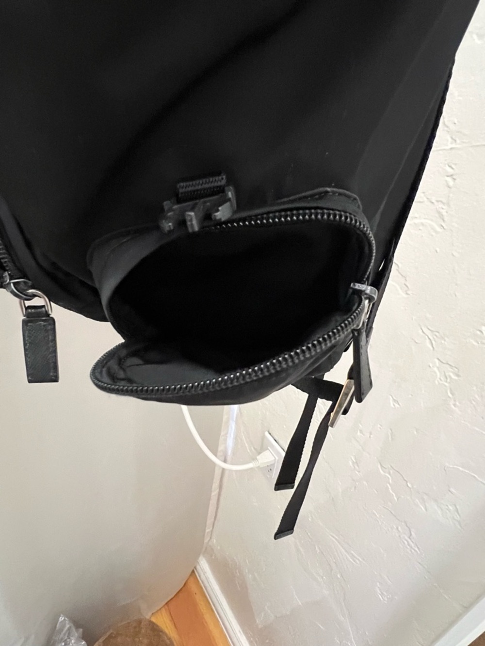 Prada Black Drawstring Nylon Backpack - Picture 10 of 12